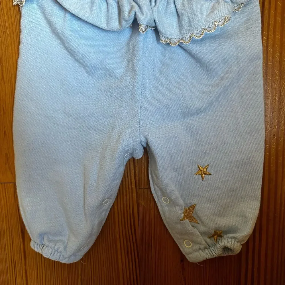 Healthtex light blue vintage sweater princess ruffle‎ sleeper SIZE 6M